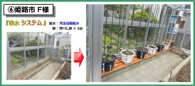 設置例06姫路市F様 楽水システム 設置例(完全自動給水+特15L鉢×6台)
